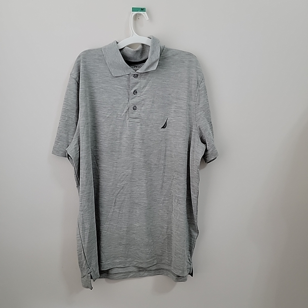 Nautica Light Gray Polo Shirt Size L EUC